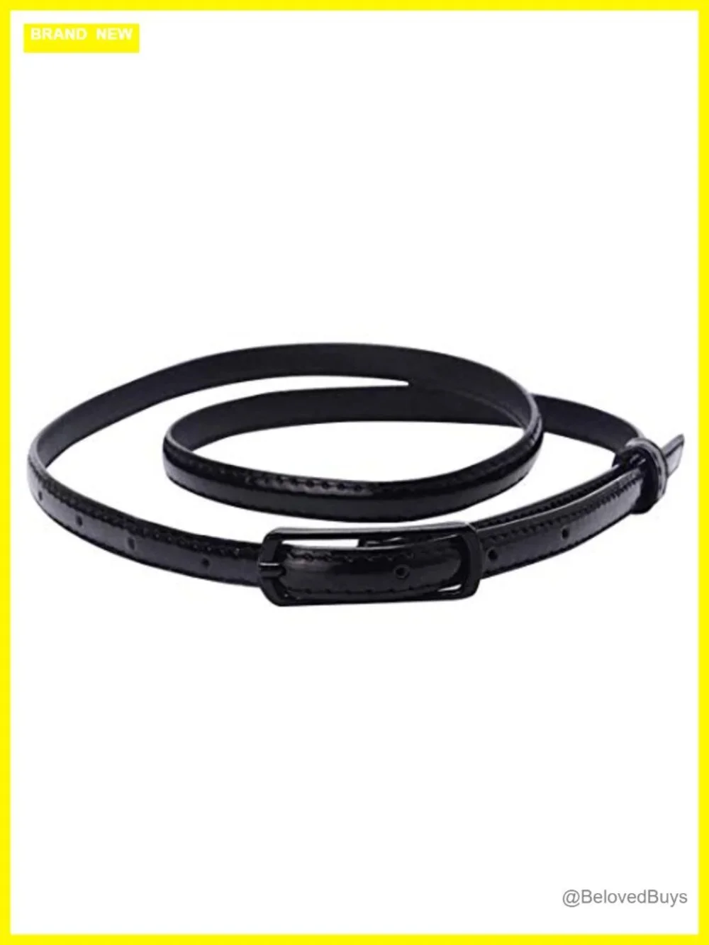 Faux Leather Skinny Belt Rectangular Buckle for Dresses